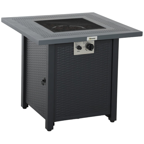 Outsunny 71 x 71cm 40000 BTU Gas Firepit Table - Black/Dark Grey