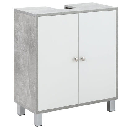 kleankin Under Sink Cabinet, Bathroom Vanity Unit, Storage Cupboard with Adjustable Shelves, White and Grey