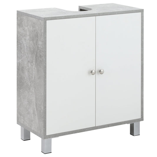 kleankin Under Sink Cabinet, Bathroom Vanity Unit, Storage Cupboard with Adjustable Shelves, White and Grey