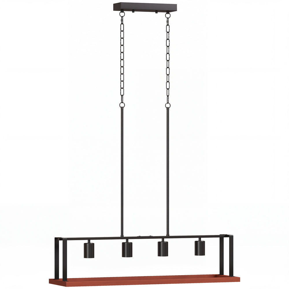 HOMCOM 4-Light Pendant, Industrial Hanging Fixture with Adjustable Height for Dining Room, Black, (E27 Base, NO Bulbs)