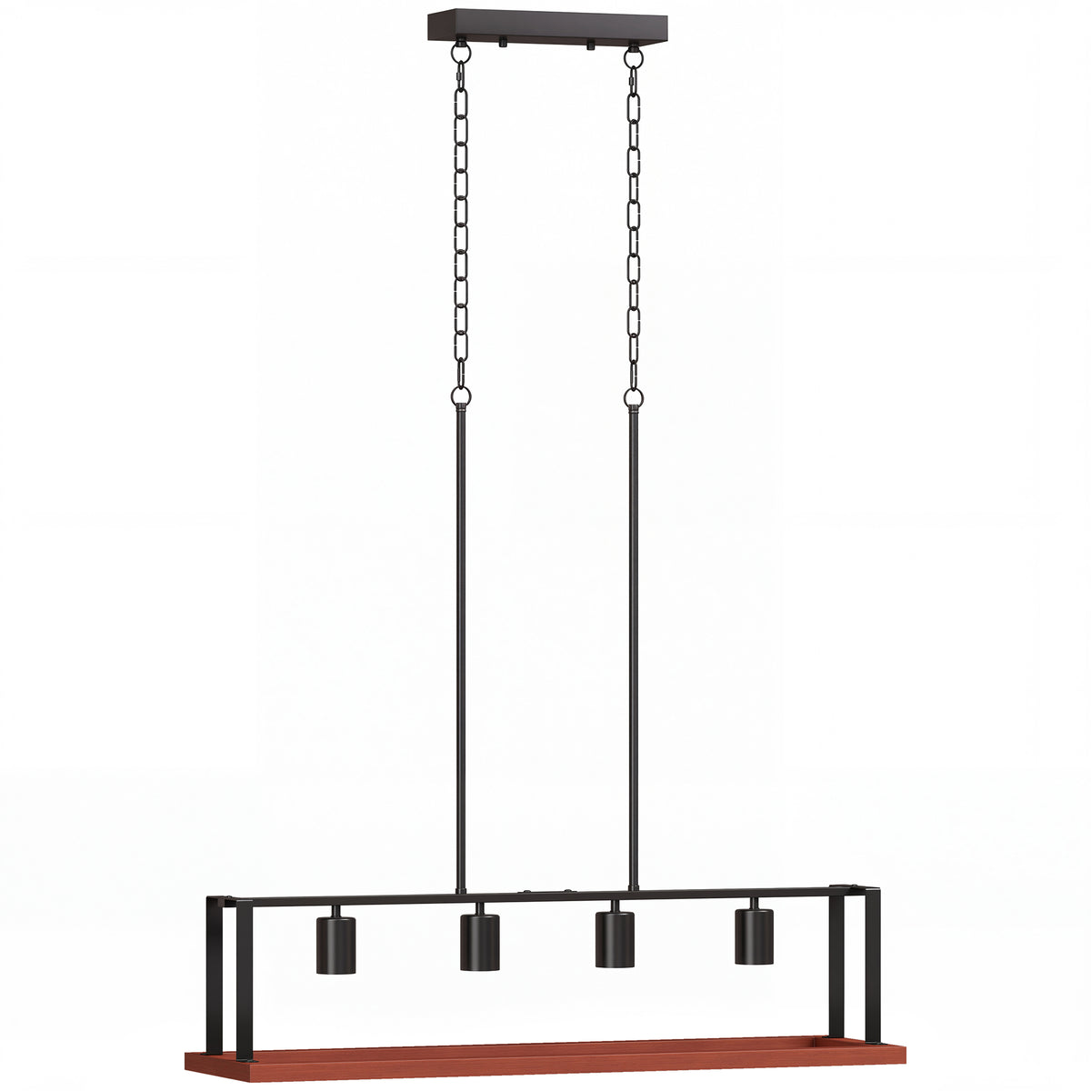 HOMCOM 4-Light Pendant, Industrial Hanging Fixture with Adjustable Height for Dining Room, Black, (E27 Base, NO Bulbs)