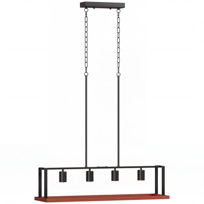 HOMCOM 4-Light Pendant, Industrial Hanging Fixture with Adjustable Height for Dining Room, Black, (E27 Base, NO Bulbs)