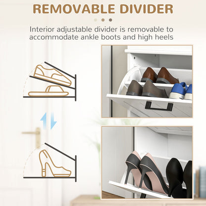 HOMCOM Two-Drawer Minimalistic Shoe Storage Cabinet, for 10 Shoes