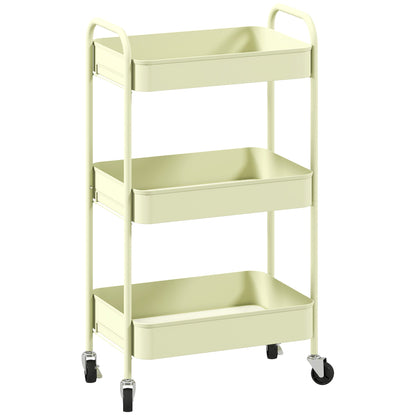 HOMCOM Three-Tier Steel Storage Trolley - Green