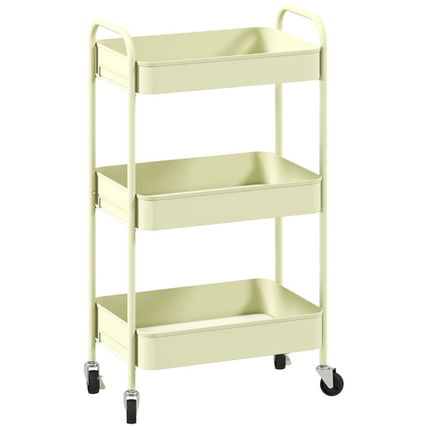 HOMCOM Three-Tier Steel Storage Trolley - Green