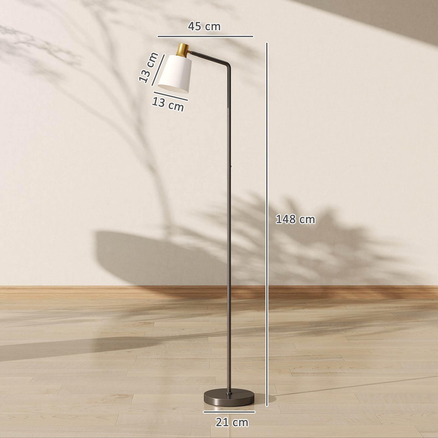 HOMCOM Floor Lamp with 350Â° Rotatable Head, Modern Standing Lamp with 3000K/4000K/6500K Colour Temperatures for Living Room Bedroom Office, Black