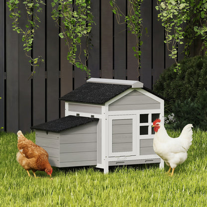 PawHut Wooden Chicken Coop with Pull-Out Tray Nesting Box for 1-2 Chickens