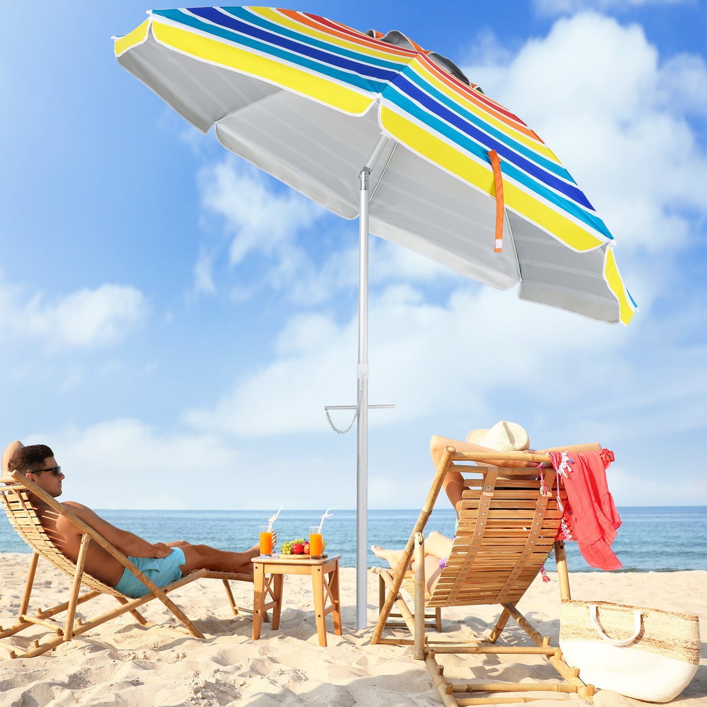UPF50+ Sun Protection Portable Outdoor Sunshade Parasol-Colourful