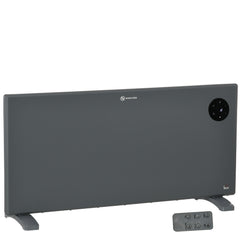 HOMCOM 2000W Electric Convector Heater, Freestanding or Wall Mounted, Space Heater with Adjustable Thermostat, Timer, Grey