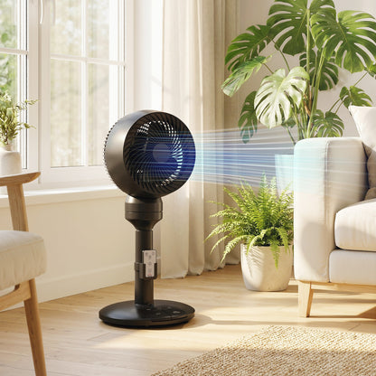 HOMCOM Air Circulator Fan Pedestal Cooling Fan with 3 Speed 3 Mode and Remote Control, 9 Inch, Black