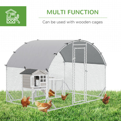 PawHut Walk In Chicken Run Galvanised Chicken Coop Hen Poultry House Cage Pet Playpen Garden with Water-Resist Cover, 2.8 x 1.9 x 2m