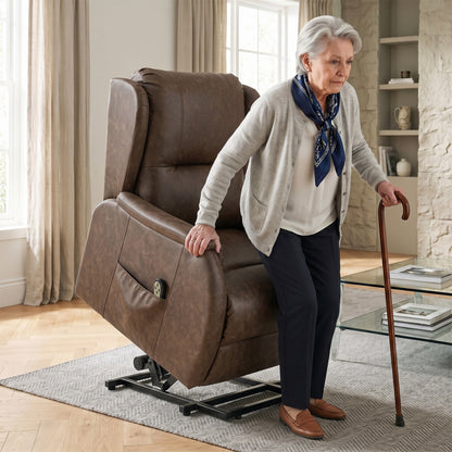HOMCOM Power Lift Recliner Chair, Dual Motor Electric Lift Chair for Elderly with Remote Control, Brown