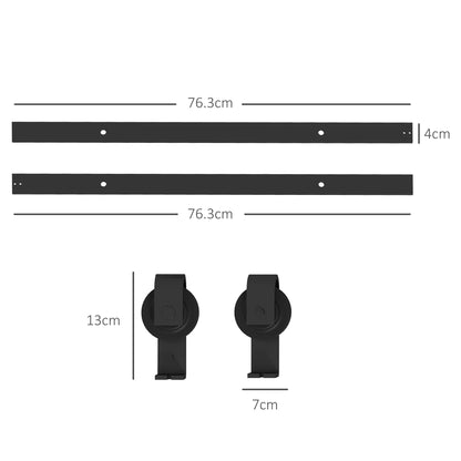 HOMCOM 5ft Bi-Folding Sliding Barn Door Hardware Kit - Black