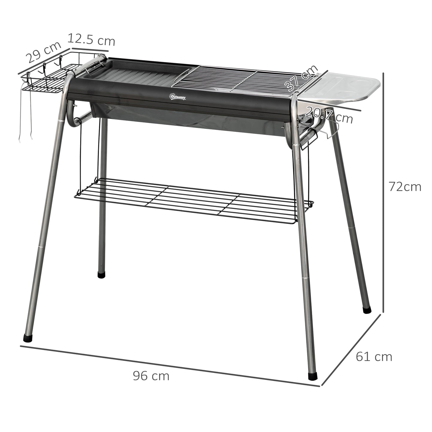 Outsunny Charcoal BBQ Grill - Black