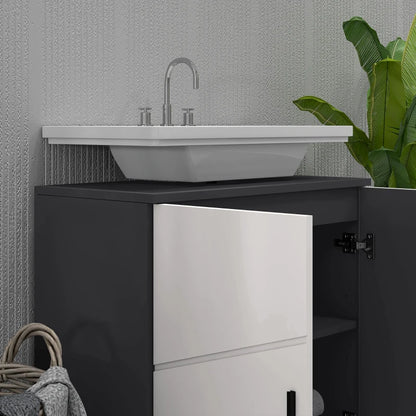 kleankin Under Sink Cabinet, Bathroom Vanity Unit, Floor Basin Storage Cupboard with Double Doors and Shelf, 60 x 30 x 60 cm, Light Grey