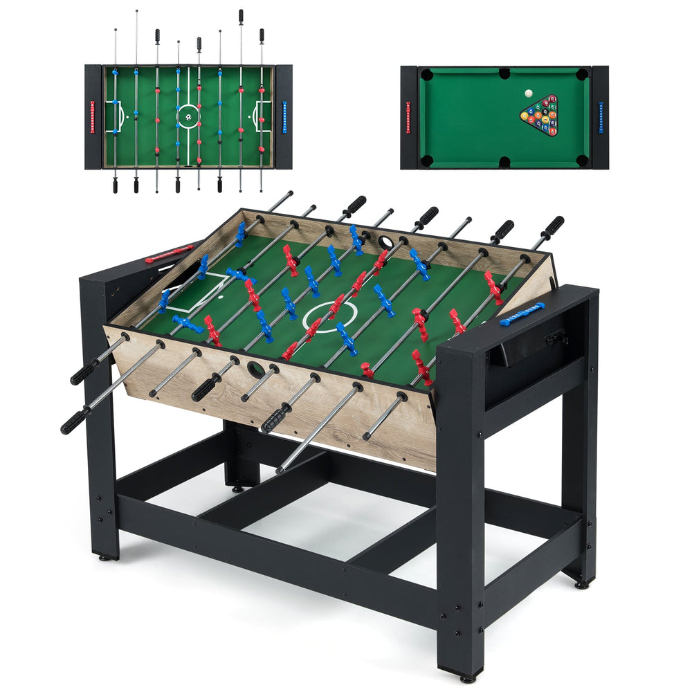 2-in-1 Swivel Multi Game Table 122 cm Foosball and Pool Combo Table-Black