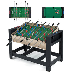 2-in-1 Swivel Multi Game Table 122 cm Foosball and Pool Combo Table-Black