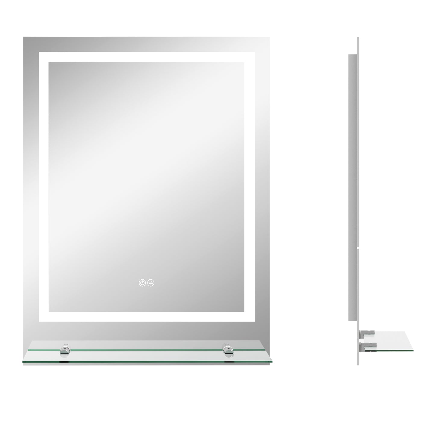 kleankin LED Bathroom Mirror with Lights and Shelf, Illuminated Makeup Mirror, Vanity Mirror with 3 Colour, Smart Touch, Anti-Fog