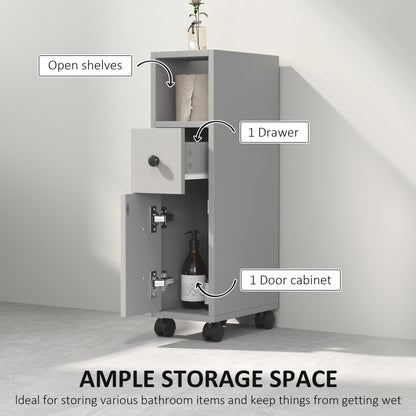 kleankin Slimline Bathroom Storage Cabinet - Grey