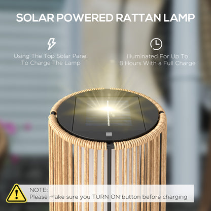 Outsunny Patio Garden Solar Powered Lights Woven Resin Wicker Lantern Auto On/Off