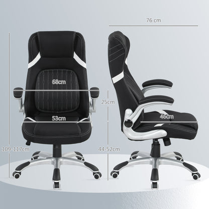 Vinsetto Linen-Look Office Chair, with Adjustable Height and Tension - Black