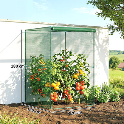 Outsunny 120 x 120cm Compact Plant Cage, with Netting - Green