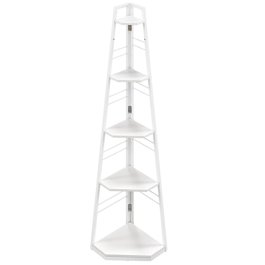 HOMCOM Five-Tier Corner Shelf - White