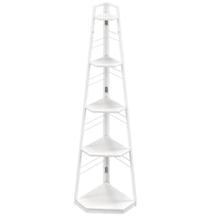 HOMCOM Five-Tier Corner Shelf - White