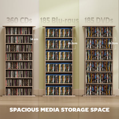 HOMCOM 360 CD Storage Unit - Natural Wood Finish