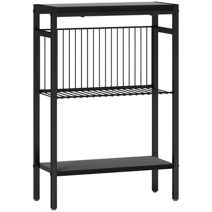 HOMCOM Three Shelf Industrial Side Table, Black