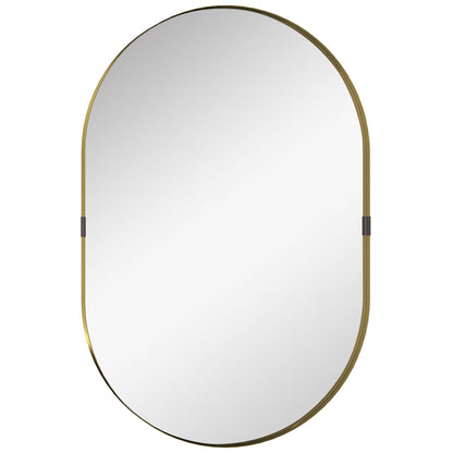 HOMCOM Wall Mirror, Bathroom Mirror with Elevated Aluminium Alloy Frame, 60 x 90 cm, Gold Tone