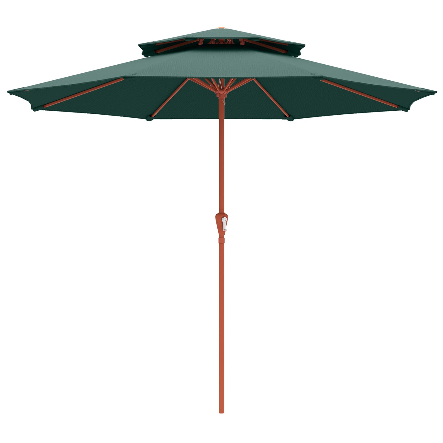 Outsunny 2.7 m Garden Parasol with Double Top Outdoor Market Table Umbrella with Crank System, Green