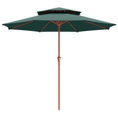 Outsunny 2.7 m Garden Parasol with Double Top Outdoor Market Table Umbrella with Crank System, Green