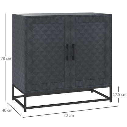 HOMCOM Modern Sideboard, Freestanding Sideboard Storage Cabinet with Adjustable Shelf and 2 Doors for Living Room, Black