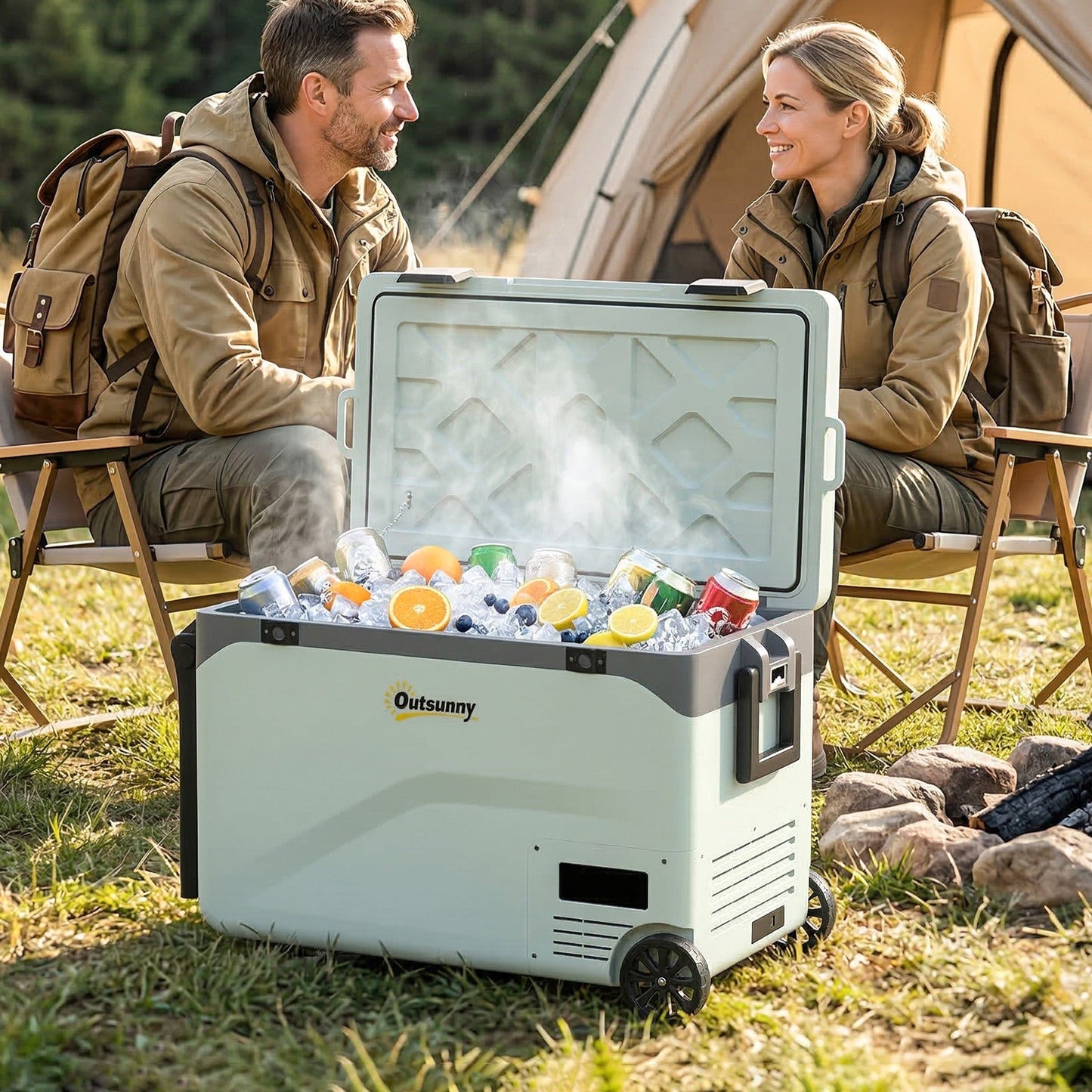 Outsunny 42.5L Compressor Car Fridge Freezer, Camping Refrigerator with App Control, 20Â°C-20Â°C