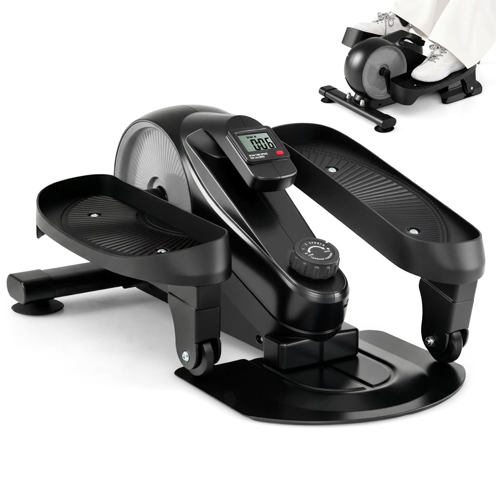Under Desk Elliptical Pedal Exerciser Adjustable Magnetic Resistance-Silver