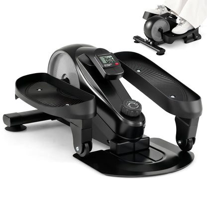 Under Desk Elliptical Pedal Exerciser Adjustable Magnetic Resistance-Silver