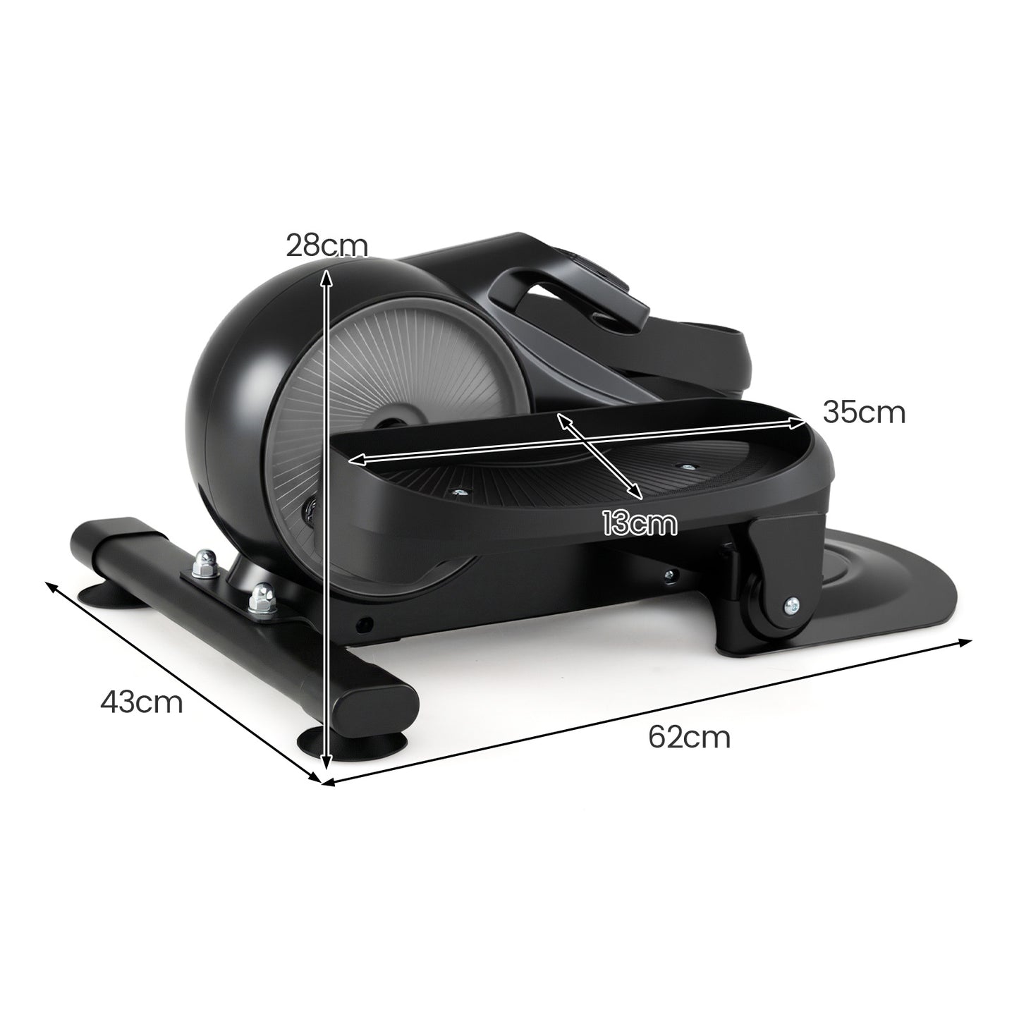 Under Desk Elliptical Pedal Exerciser Adjustable Magnetic Resistance-Silver