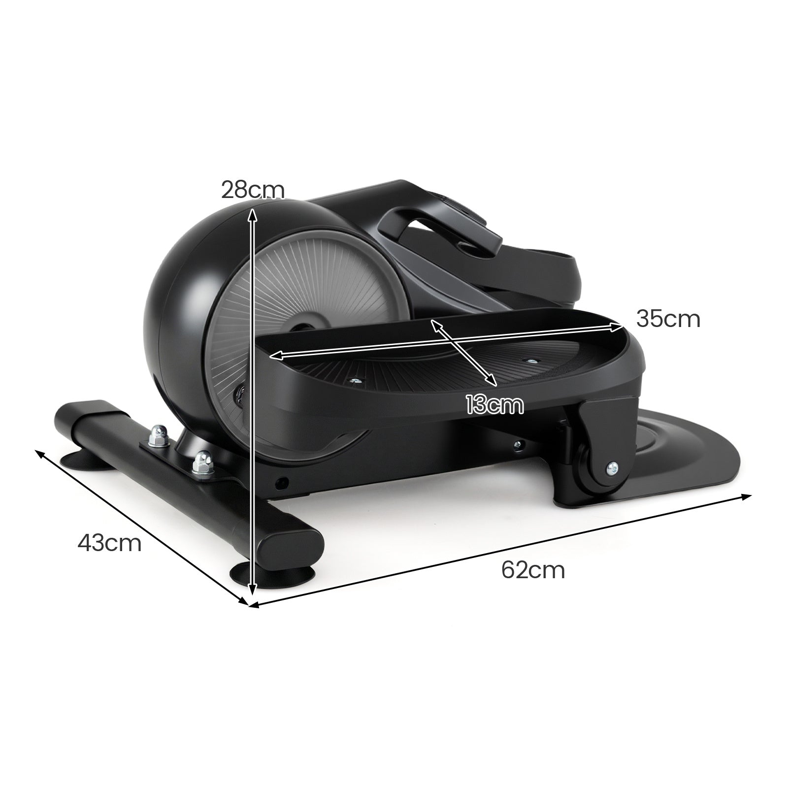Under Desk Elliptical Pedal Exerciser Adjustable Magnetic Resistance-Silver