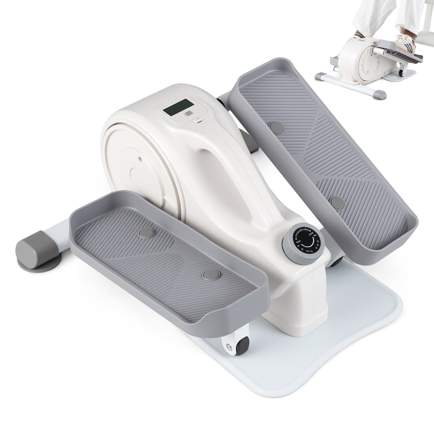 Under Desk Elliptical Pedal Exerciser with Forward-White