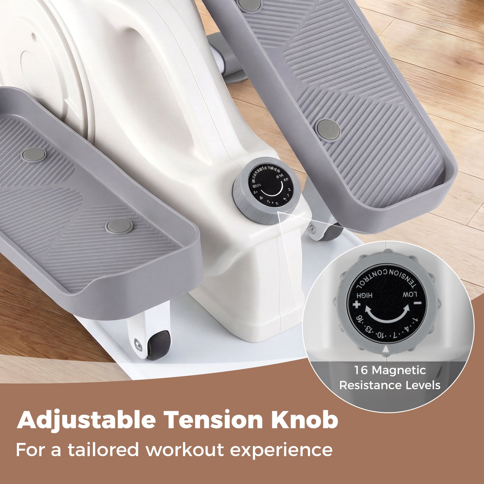 Under Desk Elliptical Pedal Exerciser with Forward-White