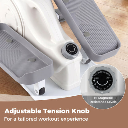 Under Desk Elliptical Pedal Exerciser with Forward-White
