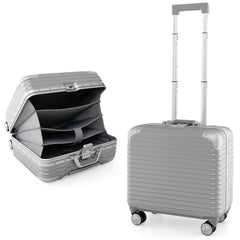 Under-seat Carry On Luggage with Spinner Wheels-Silver