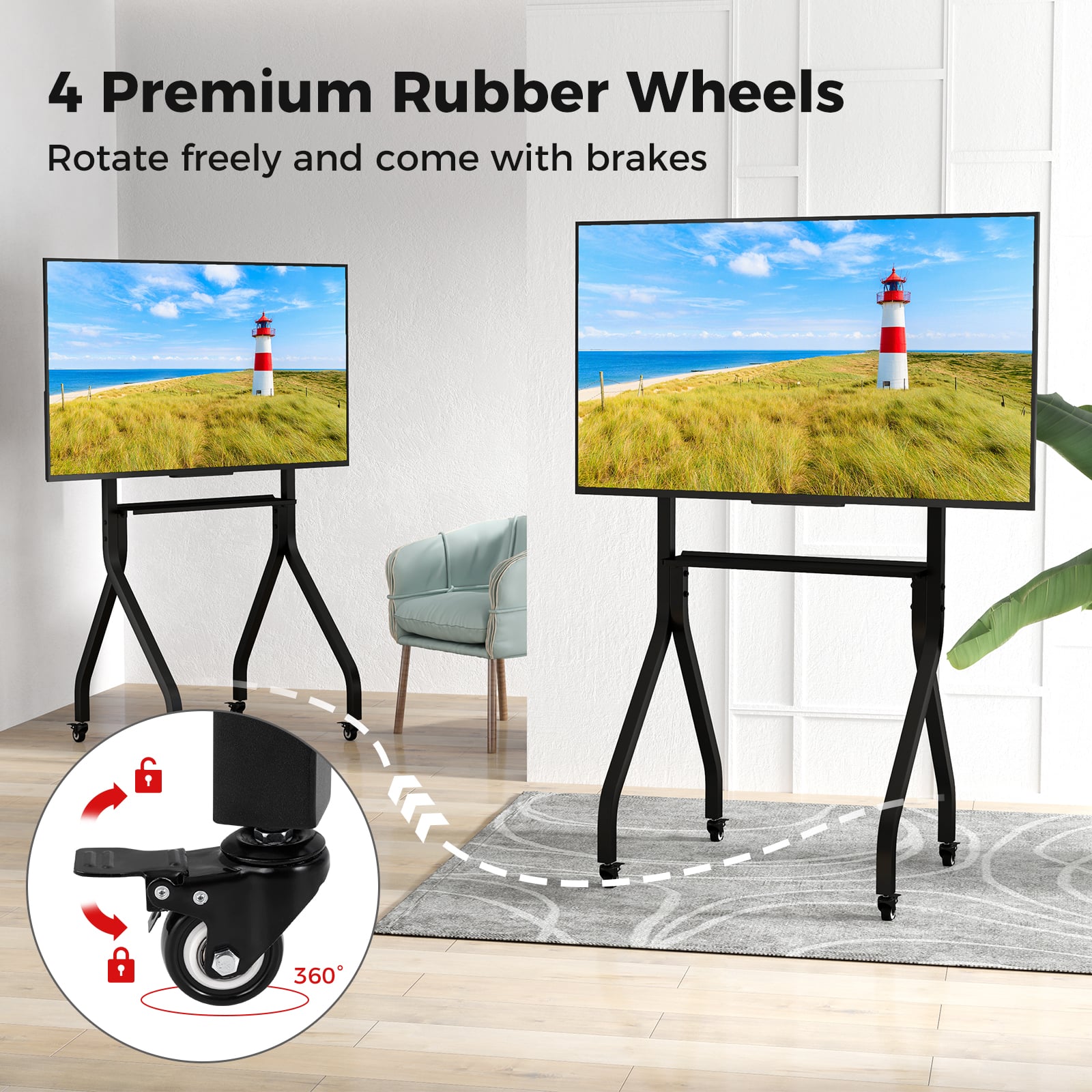 Height Adjustable Floor TV Stand with AV Shelf