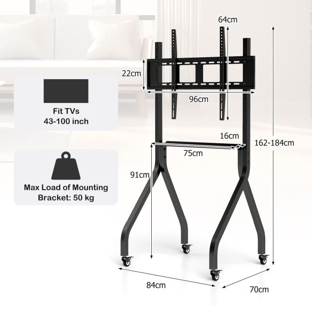 Height Adjustable Floor TV Stand with AV Shelf
