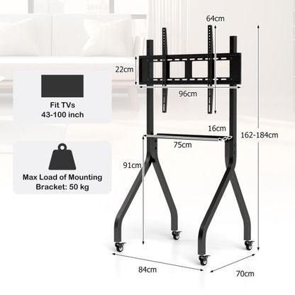 Height Adjustable Floor TV Stand with AV Shelf