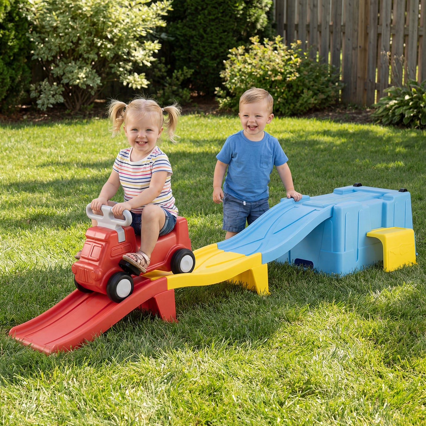 Up and Down Roller Coaster Expandable Roller Coaster Kids Ride on Toy with Storage Box-Blue