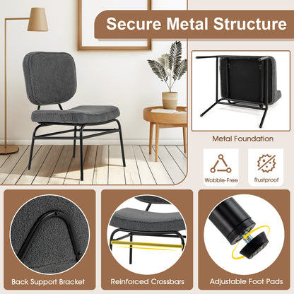 Upholstered Accent Chair with Sponge Padding and Adjustable Foot Pads-Grey
