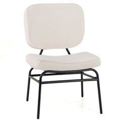 Upholstered Accent Chair with Sponge Padding and Adjustable Foot Pads-White