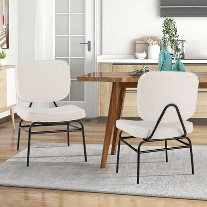 Upholstered Accent Chair with Sponge Padding and Adjustable Foot Pads-White